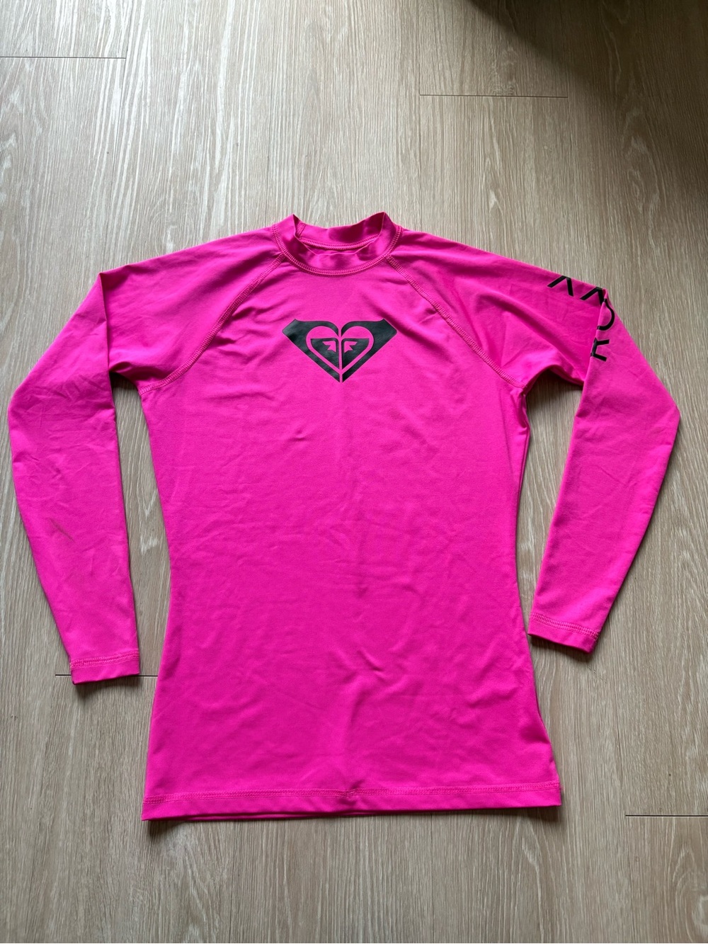 Roxy Bright Pink Long Sleeve Swim Top with Black Logo